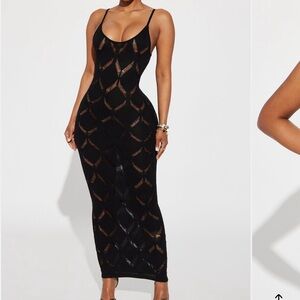 Fashion Nova Black Sheer Maxi Dress